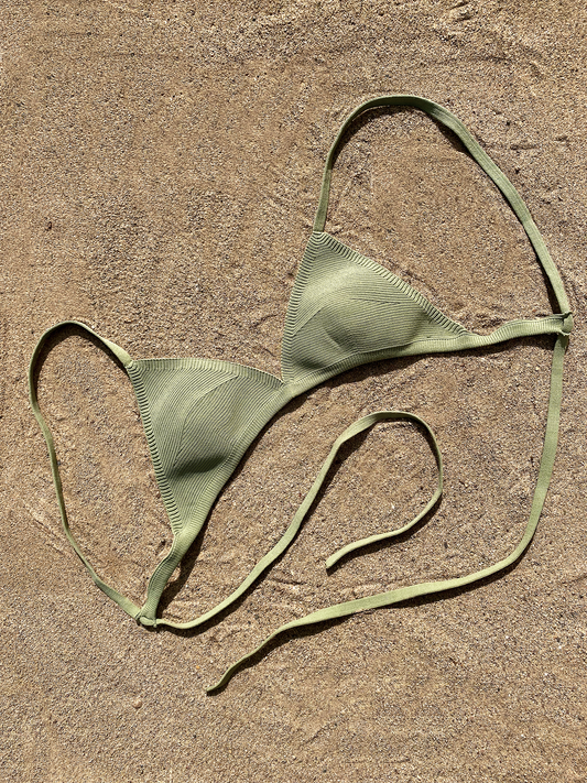 Rhea Adjustable Bikini Top in Olive 1
