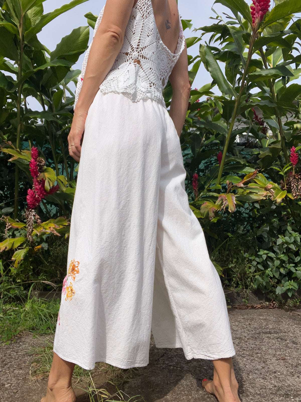 A Flower Tea Towel Pant in Daffodil & Lily