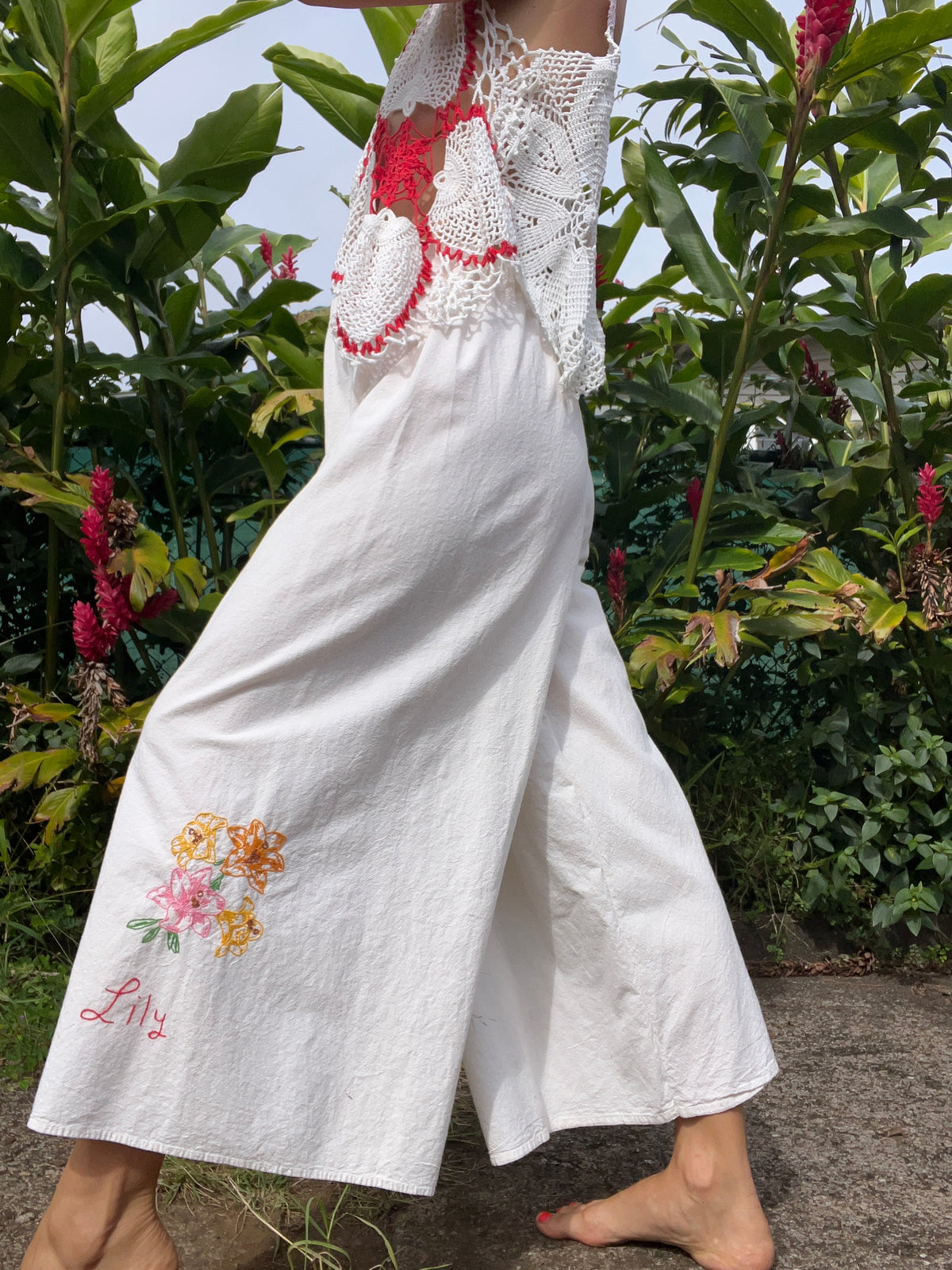 A Flower Tea Towel Pant in Daffodil & Lily
