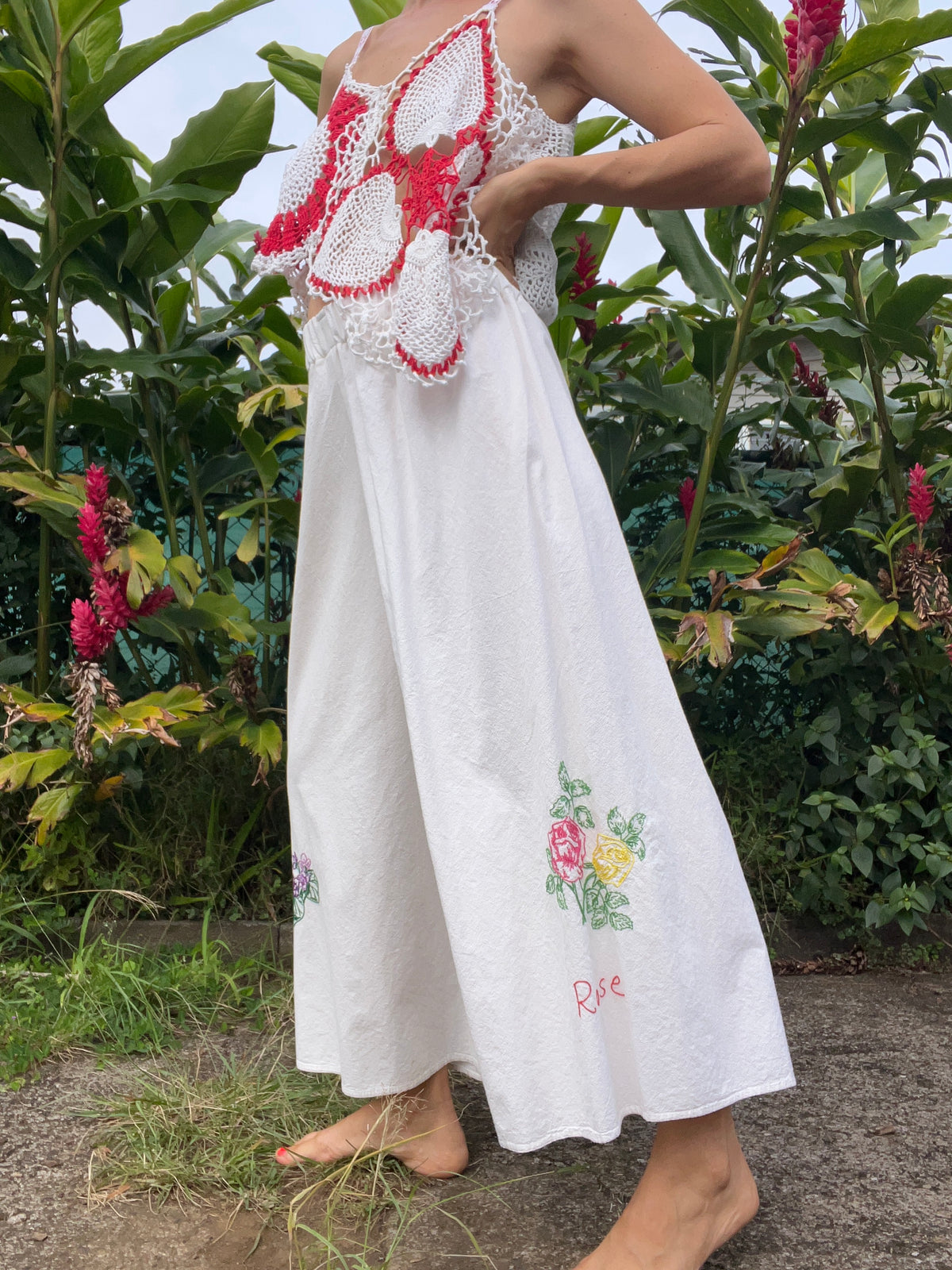 A Flower Tea Towel Pant in Rose & Violet