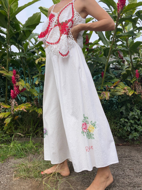 A Flower Tea Towel Pant in Rose & Violet