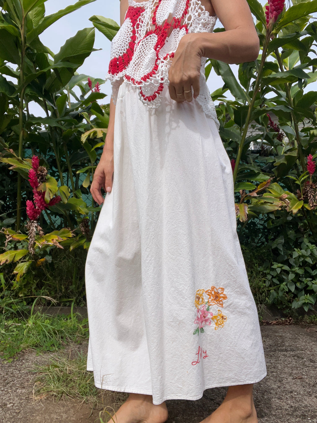 A Flower Tea Towel Pant in Daffodil & Lily