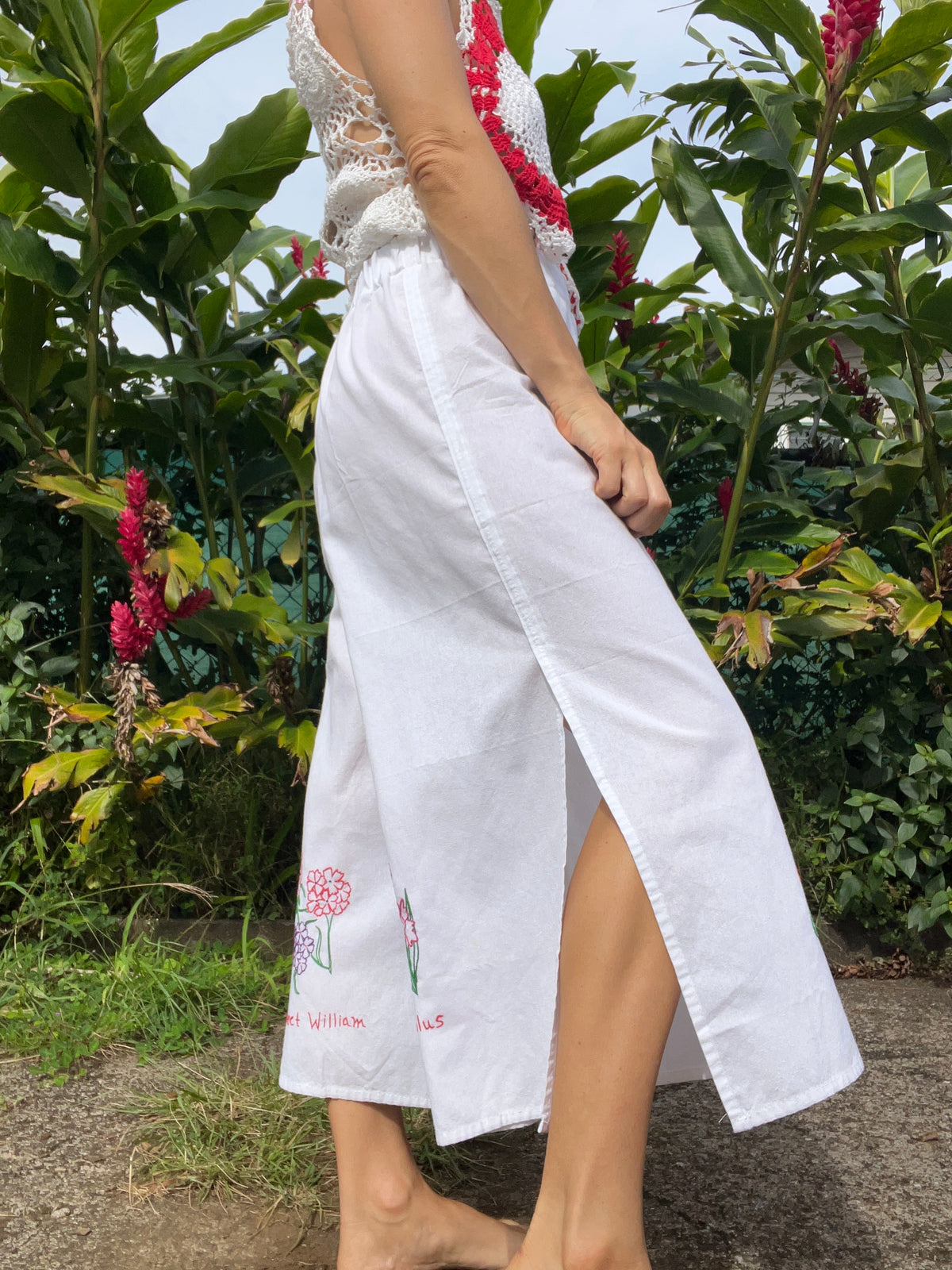 A Flower Tea Towel Pant in Primrose, Zinnia & Gladiolus
