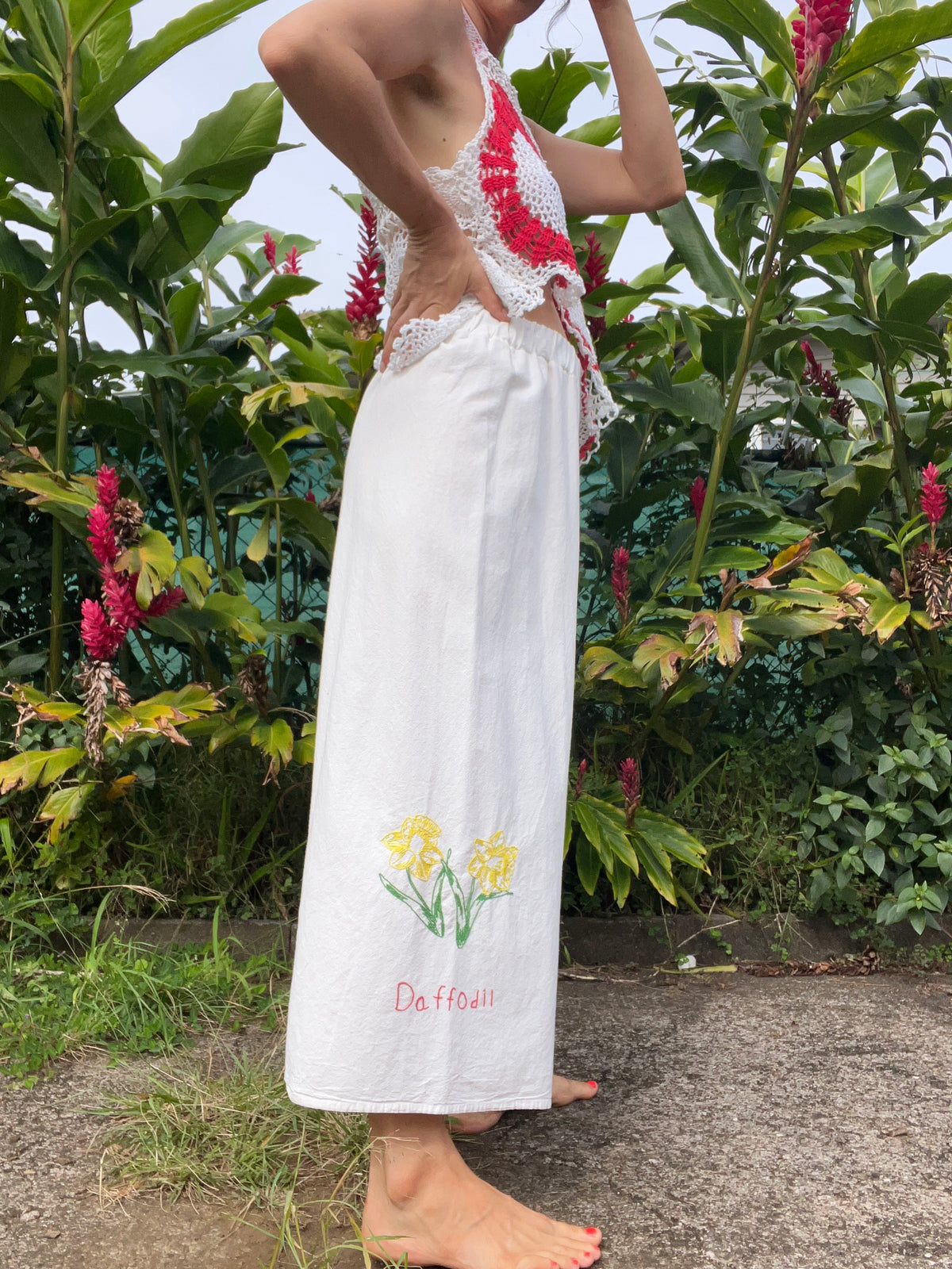 A Flower Tea Towel Pant in Daffodil & Lily
