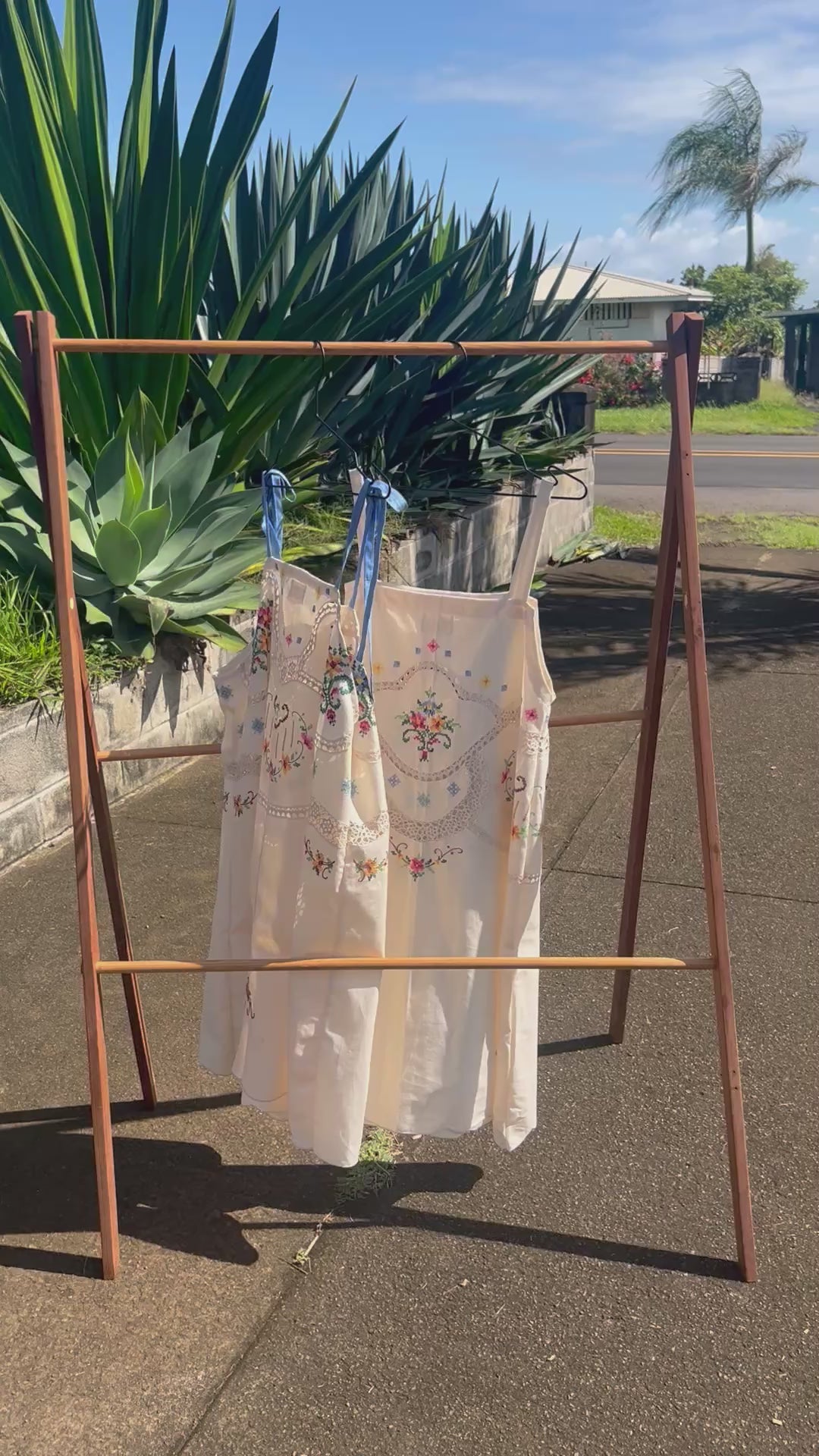 An Embroidered Floral Dress with tie straps